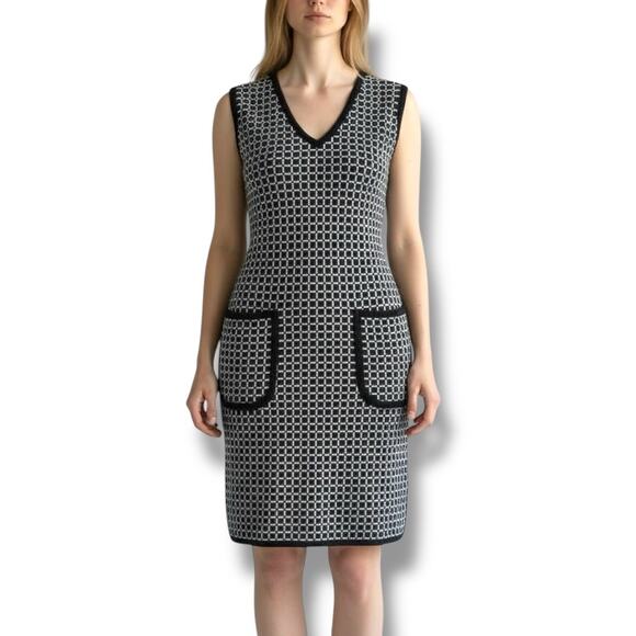 Max Studio Dresses & Skirts - Max Studio Black Check Cotton Knit Sleeveless Sheath Dress $118 Retro NWT Size M